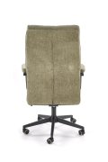 Fotel do biurka nowoczesny, oliwkowy, tapicerowany tkaniną, kółka kauczukowe