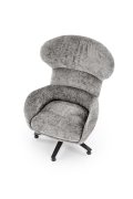 Fotel do salonu typu uszak w kolorze popielatym z czarną podstawą