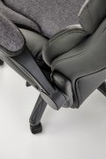 Fotel gabinetowy obrotowy nowoczesny, kolor czarny, popielaty, tkanina, eko skóra