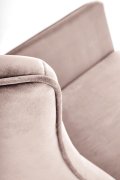 Fotel do salonu, bujany, nowoczesny, beżowy, na czarnych drewnianych płozach, tkanina velvet