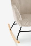 Fotel do salonu z funkcją kołyski, nowoczesny, klasyczny, loft, kremowy na jasnych drewnianych płozach, bujany, tkanina sztruks - HYPER