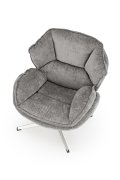 Fotel do salonu, popielaty na chromowanej eleganckiej podstawie