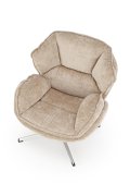 Fotel do salonu, beżowy na chromowanej eleganckiej podstawie
