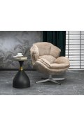 Fotel do salonu, beżowy na chromowanej eleganckiej podstawie