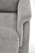 Fotel do salonu, rozkładany, funkcja relax, miękka tkanina kolor popielaty