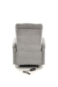 Fotel do salonu, rozkładany, funkcja relax, miękka tkanina kolor popielaty