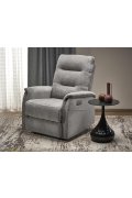 Fotel do salonu, rozkładany, funkcja relax, miękka tkanina kolor popielaty