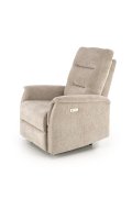 Fotel do salonu, rozkładany, funkcja relax, miękka tkanina kolor beżowy