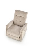 Fotel do salonu, rozkładany, funkcja relax, miękka tkanina kolor beżowy