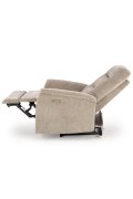 Fotel do salonu, rozkładany, funkcja relax, miękka tkanina kolor beżowy