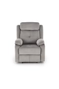 Fotel do salonu kolor popielaty z trzema poduszkami z funkcją elektrycznego rozkładania, funkcja relax