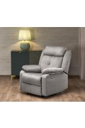 Fotel do salonu kolor popielaty z trzema poduszkami z funkcją elektrycznego rozkładania, funkcja relax