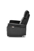 Fotel do salonu z funkcją elektrycznego rozkładania, gniazdo USB, kolor czarny, tkanina velvet