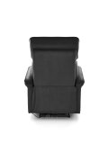 Fotel do salonu z funkcją elektrycznego rozkładania, gniazdo USB, kolor czarny, tkanina velvet