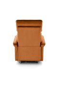 Fotel do salonu z funkcją elektrycznego rozkładania, gniazdo USB, kolor cynamonowy, tkanina velvet