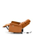 Fotel do salonu z funkcją elektrycznego rozkładania, gniazdo USB, kolor cynamonowy, tkanina velvet