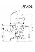 Fotel gabinetowy obrotowy nowoczesny, kolor czarny, siatka, tkanina membranowa, kółka kauczukowe