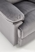 Rozkładany Fotel do salonu w popielatej miękkiej tkaninie typu velvet, funkcja relax