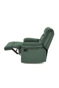 Rozkładany Fotel do salonu w ciemnozielonej miękkiej tkaninie typu velvet, funkcja relax