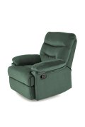Rozkładany Fotel do salonu w ciemnozielonej miękkiej tkaninie typu velvet, funkcja relax