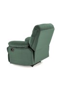 Rozkładany Fotel do salonu w ciemnozielonej miękkiej tkaninie typu velvet, funkcja relax