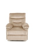 Rozkładany Fotel do salonu w beżowej miękkiej tkaninie typu velvet, funkcja relax