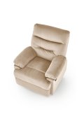 Rozkładany Fotel do salonu w beżowej miękkiej tkaninie typu velvet, funkcja relax