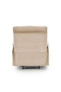 Rozkładany Fotel do salonu w beżowej miękkiej tkaninie typu velvet, funkcja relax