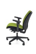 Fotel do biurka obrotowy, kolor zielony z czarnym, wysuwane siedzisko i regulowane podłokietniki