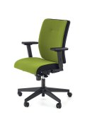 Fotel do biurka obrotowy, kolor zielony z czarnym, wysuwane siedzisko i regulowane podłokietniki