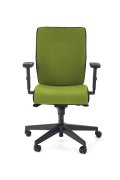 Fotel do biurka obrotowy, kolor zielony z czarnym, wysuwane siedzisko i regulowane podłokietniki