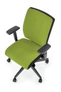 Fotel do biurka obrotowy, kolor zielony z czarnym, wysuwane siedzisko i regulowane podłokietniki
