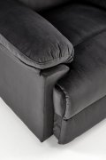 Rozkładany Fotel do salonu w czarnej miękkiej tkaninie typu velvet, funkcja relax