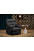 Rozkładany Fotel do salonu w czarnej miękkiej tkaninie typu velvet, funkcja relax