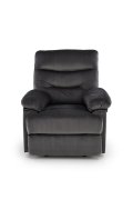 Rozkładany Fotel do salonu w czarnej miękkiej tkaninie typu velvet, funkcja relax