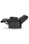 Rozkładany Fotel do salonu w czarnej miękkiej tkaninie typu velvet, funkcja relax