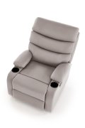 Fotel do salonu klasyczny, funkcja relax i funkcja schowka, kolor beżowy, eko skóra