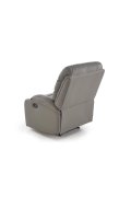 Fotel do salonu klasyczny, funkcja relax i funkcja schowka, kolor popielaty, eko skóra