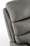 Fotel do salonu klasyczny, funkcja relax i funkcja schowka, kolor popielaty, eko skóra