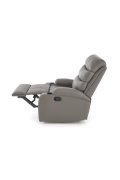 Fotel do salonu klasyczny, funkcja relax i funkcja schowka, kolor popielaty, eko skóra