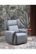 Popielaty fotel do salonu, rozkładany z funkcją relax