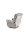 Duży miękki Fotel do salonu, klasyczny, funkcja relax, w kolorze popielatym