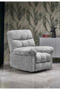 Duży miękki Fotel do salonu, klasyczny, funkcja relax, w kolorze popielatym
