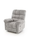 Duży miękki Fotel do salonu, klasyczny, funkcja relax, w kolorze popielatym