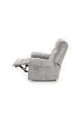 Duży miękki Fotel do salonu, klasyczny, funkcja relax, w kolorze popielatym