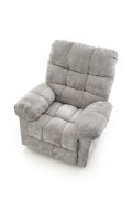 Duży miękki Fotel do salonu, klasyczny, funkcja relax, w kolorze popielatym
