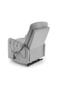 Fotel do salonu, rozkładany, funkcja relax i pionizacji kolor popielaty z miękkimi podłokietnikami, tkanina MAVEL, tkanina velvet