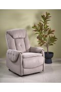 Fotel do salonu, rozkładany, funkcja relax i pionizacji kolor beżowy z miękkimi podłokietnikami, tkanina MAVEL, tkanina velvet