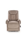 Fotel do salonu, rozkładany, funkcja relax i pionizacji kolor beżowy z miękkimi podłokietnikami, tkanina MAVEL, tkanina velvet