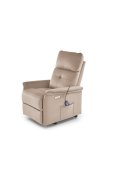 Fotel do salonu z funkcją masażu i pionizacji, kolor beżowy, tkanina velvet